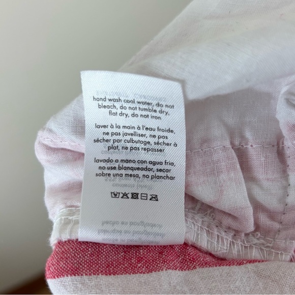 Onia Ella Linen Cotton Blend Cuffed Striped Pants Red & White Women’s Sz Medium - Picture 7 of 8